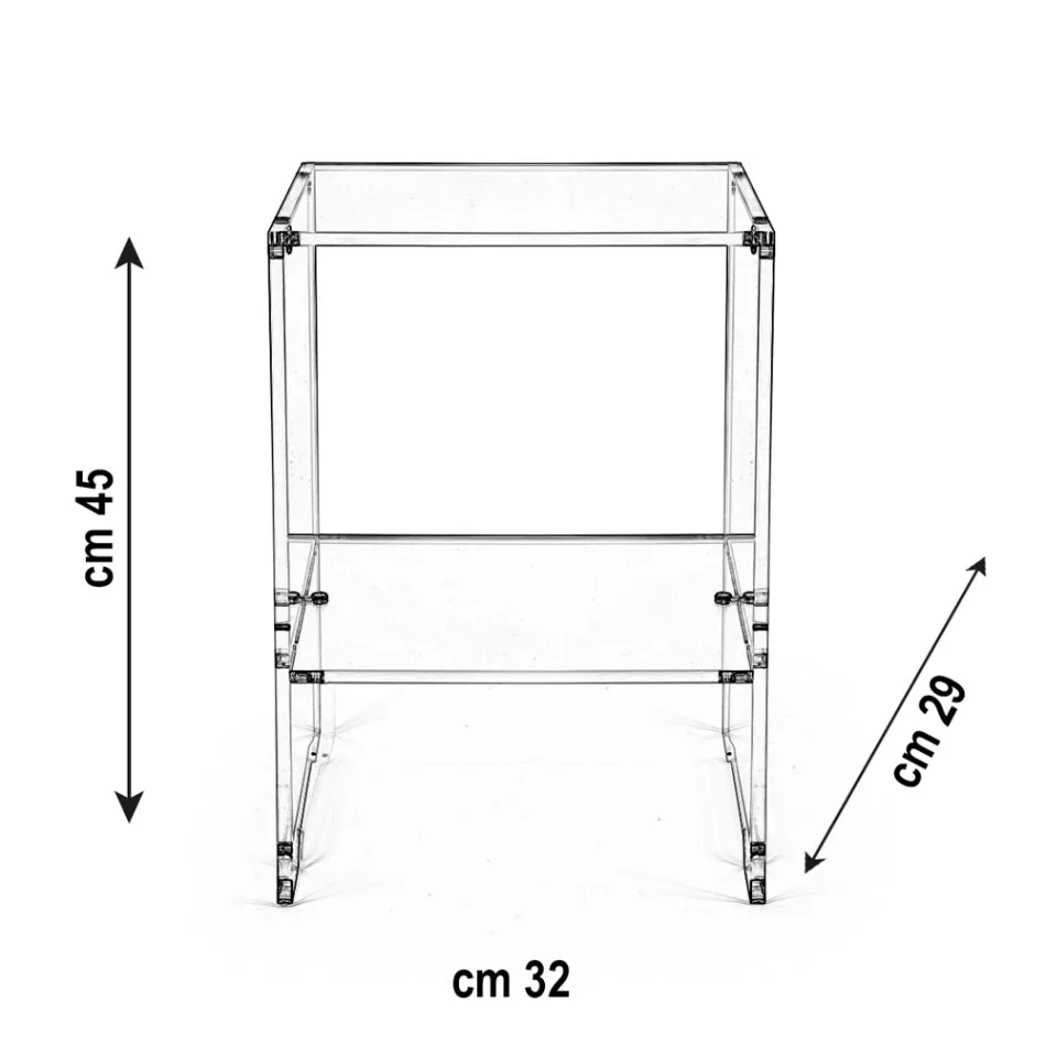 Tavolinë Kafeje me 1 Raft në Plexiglas Transparent Made in Italy - Mulan Viadurini