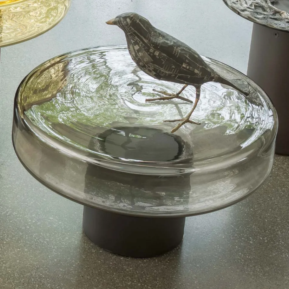 Tavolinë kafeje me majë xhami dhe bazë metalike Made in Italy - Batulla Viadurini