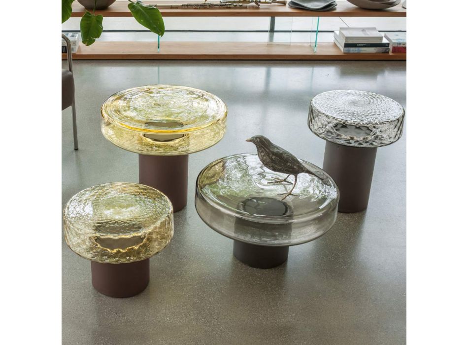 Tavolinë kafeje me majë xhami dhe bazë metalike Prodhuar në Itali - Batulla Viadurini