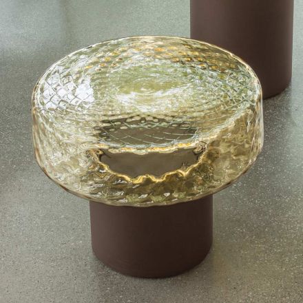 Tavolinë kafeje me majë xhami dhe bazë metalike Made in Italy - Batulla Viadurini