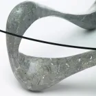 Tavolinë kafeje me majë xhami dhe bazë guri fosil - Kaliforni Viadurini