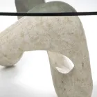 Tavolinë kafeje me majë xhami dhe bazë guri fosil - Kaliforni Viadurini