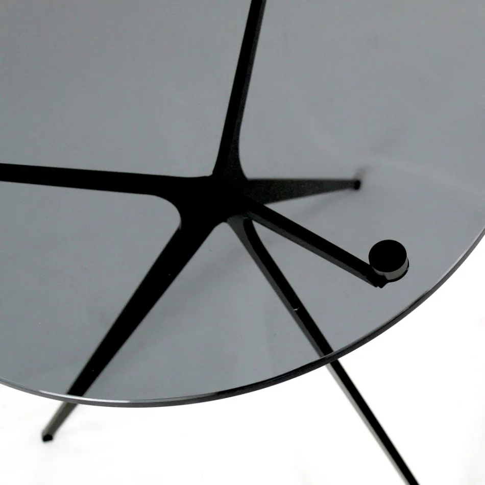 Tavolinë kafeje me majë xhami të rrumbullakët dhe 3 këmbë, Made in Italy - Siste Viadurini