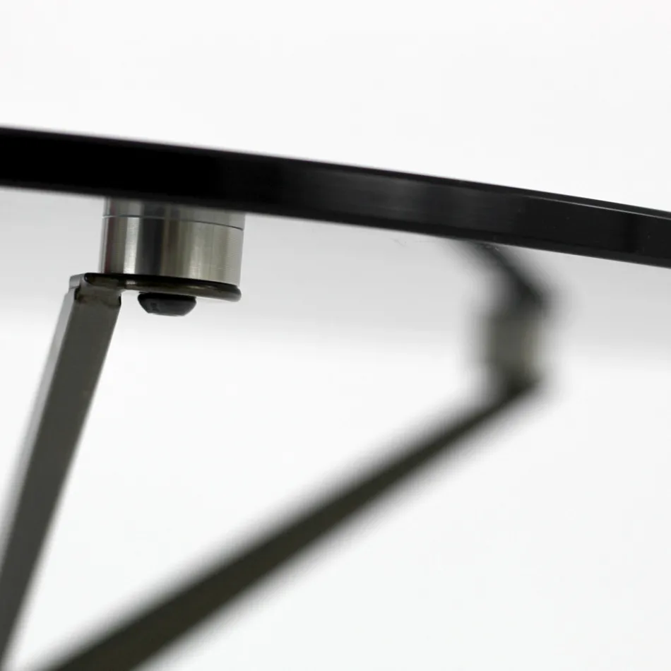 Tavolinë kafeje me majë xhami të rrumbullakët dhe 3 këmbë, Made in Italy - Siste Viadurini