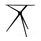 Tavolinë kafeje me majë xhami të rrumbullakët dhe 3 këmbë, Made in Italy - Siste Viadurini