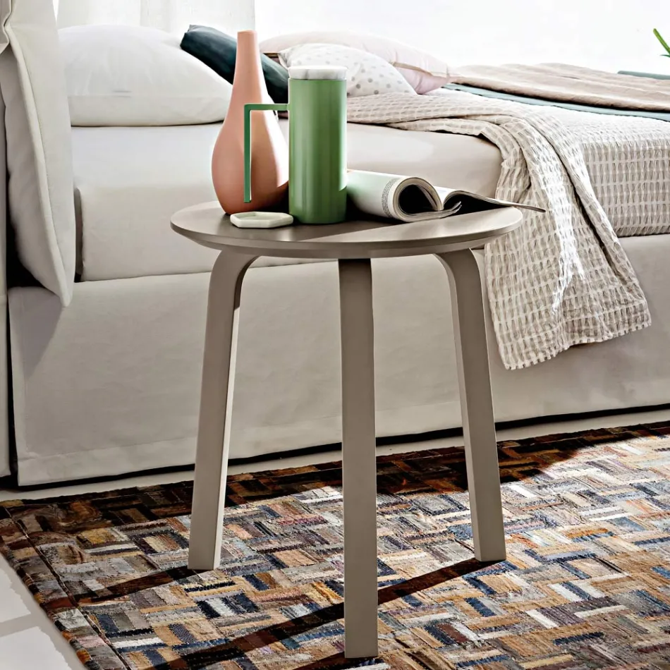 Tavolinë kafeje të dhomës së ndenjes me majë të rrumbullakët MDF me llak Made in Italy, E çmuar - Tobiko Viadurini