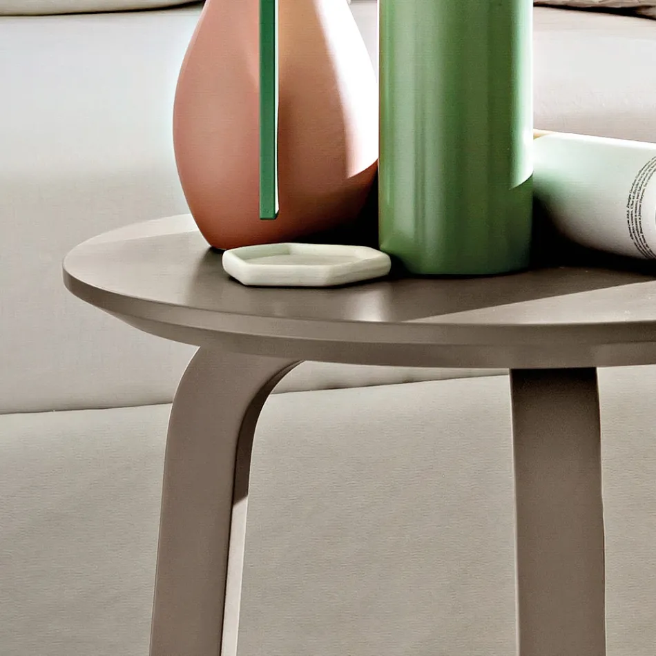 Tavolinë kafeje të dhomës së ndenjes me majë të rrumbullakët MDF me llak Made in Italy, E çmuar - Tobiko Viadurini