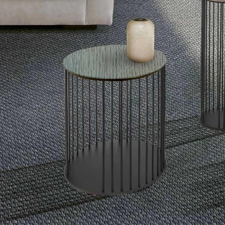 Tavolinë kafeje me majë druri të rrumbullakët prodhuar në Itali - Montebianco Viadurini