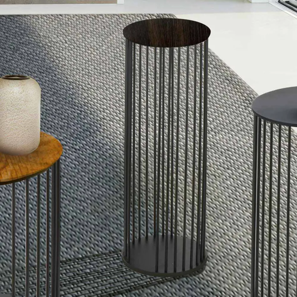 Tavolinë kafeje me majë druri të rrumbullakët prodhuar në Itali - Montebianco Viadurini