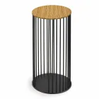 Tavolinë kafeje me majë druri të rrumbullakët prodhuar në Itali - Montebianco Viadurini