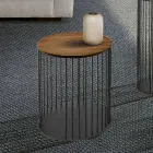 Tavolinë kafeje me majë druri të rrumbullakët prodhuar në Itali - Montebianco Viadurini