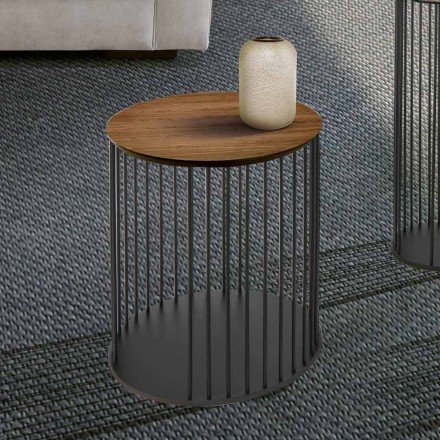 Tavolinë kafeje me majë druri të rrumbullakët prodhuar në Itali - Montebianco Viadurini