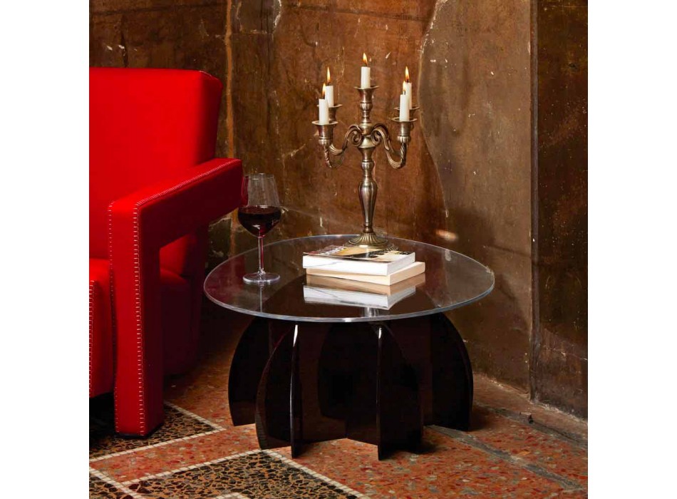 Tavolinë kafeje me raft transparent dhe bazë të zezë / satirë Phil Viadurini