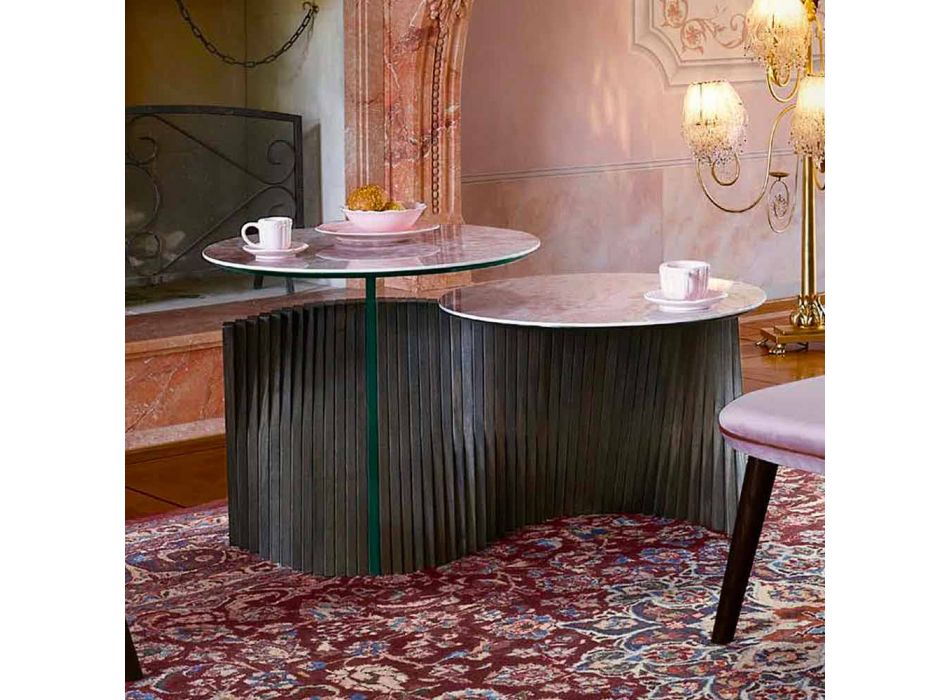 Dizajnoni tryezë kafeje me 2 maja të rrumbullakëta në Gres Prodhuar në Itali - Stokholm Viadurini