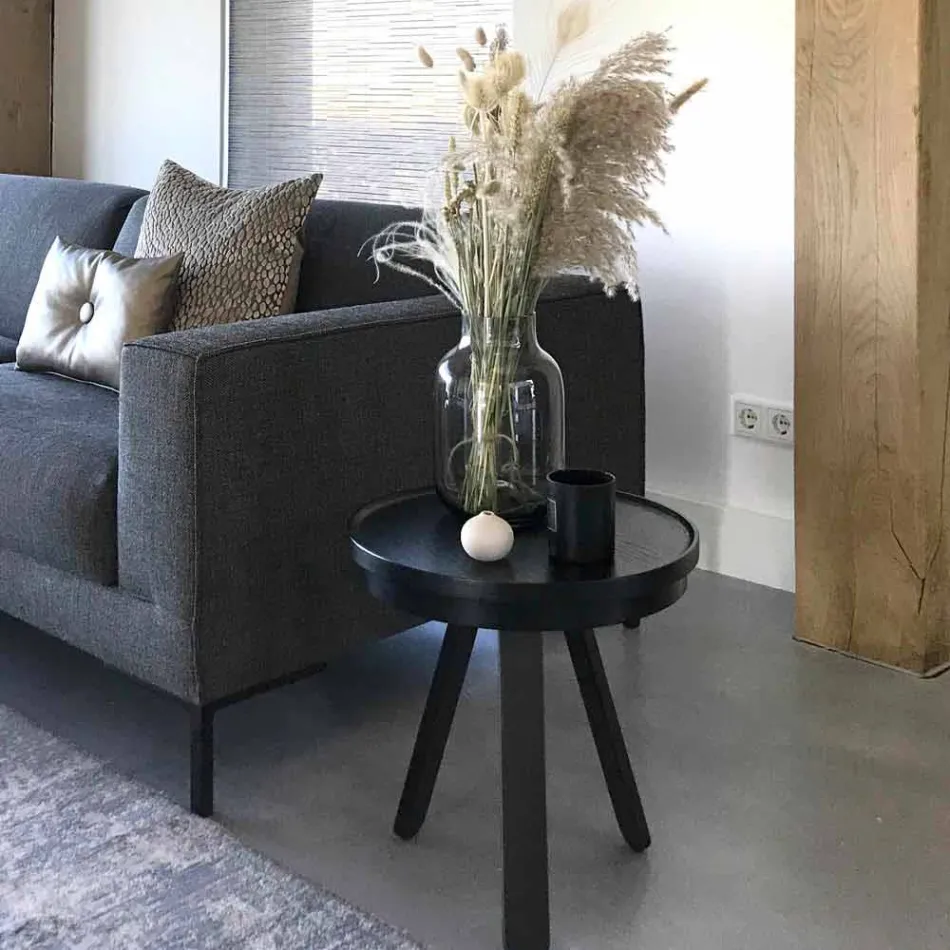 Dizajnoni tryezë kafeje me majë të rrumbullakët dhe këmbë të forta druri - Salerno Viadurini