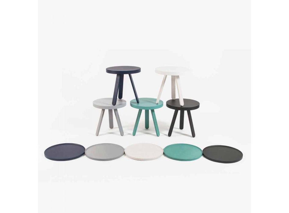 Dizajnoni tryezë kafeje me majë të rrumbullakët dhe këmbë të forta druri - Salerno Viadurini