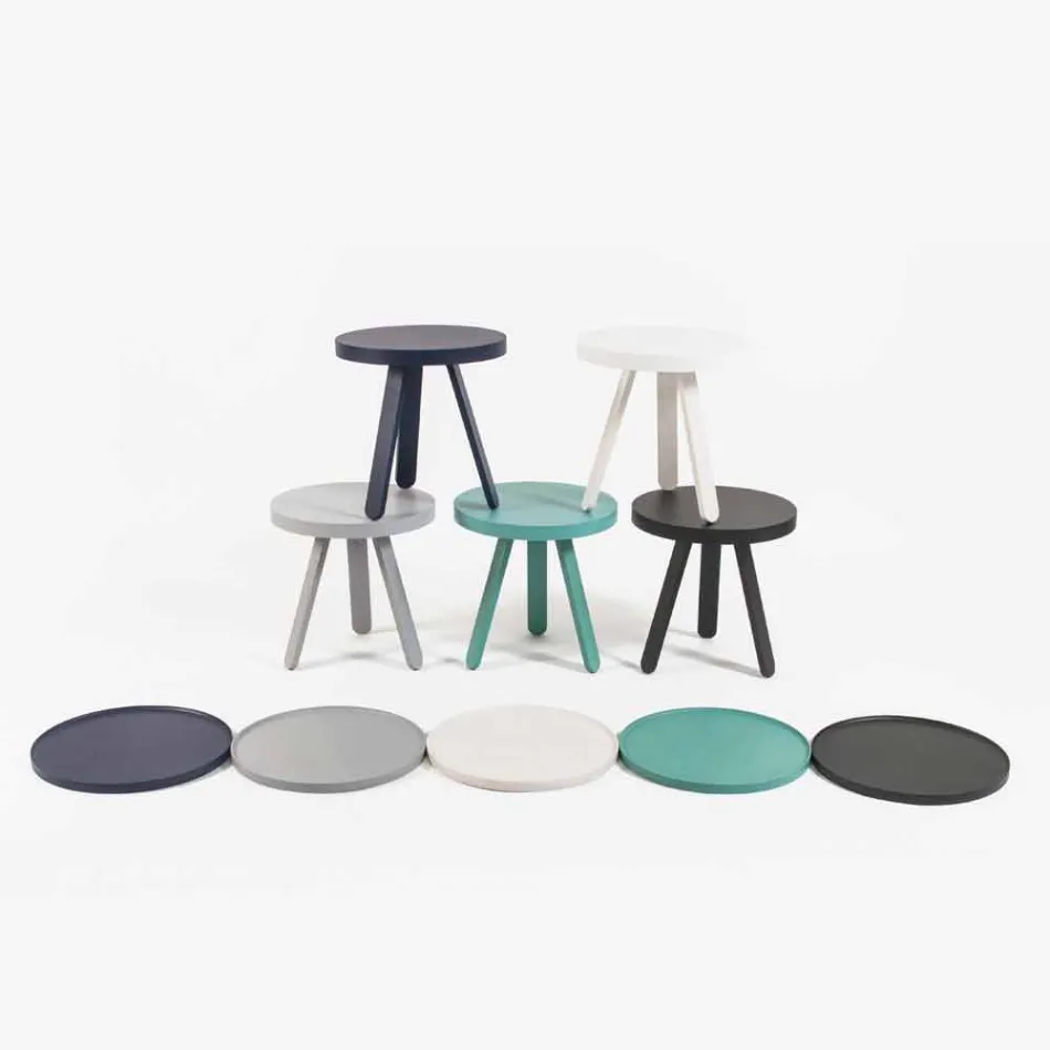 Dizajnoni tryezë kafeje me majë të rrumbullakët dhe këmbë të forta druri - Salerno Viadurini