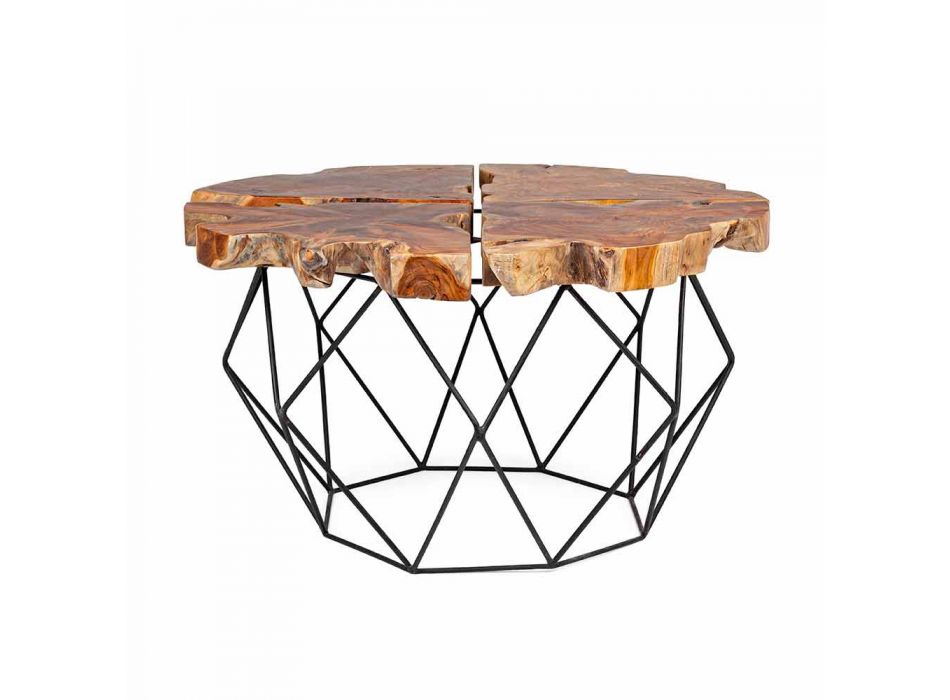 Tavolinë kafeje me dizajn Homemotion me majën e dru tik - Grillo Viadurini