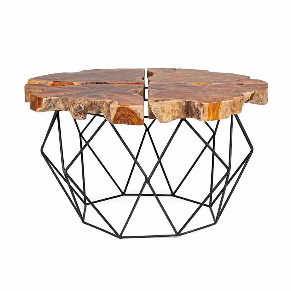 Tavolinë kafeje me dizajn Homemotion me majën e dru tik - Grillo Viadurini