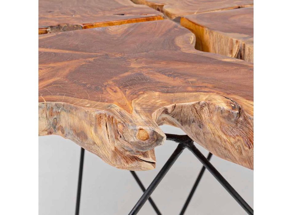 Tavolinë kafeje me dizajn Homemotion me majën e dru tik - Grillo Viadurini
