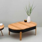 Dizajnoni tryezë kafeje në dru të ngurtë dhe metal të lakuar - Salerno Viadurini