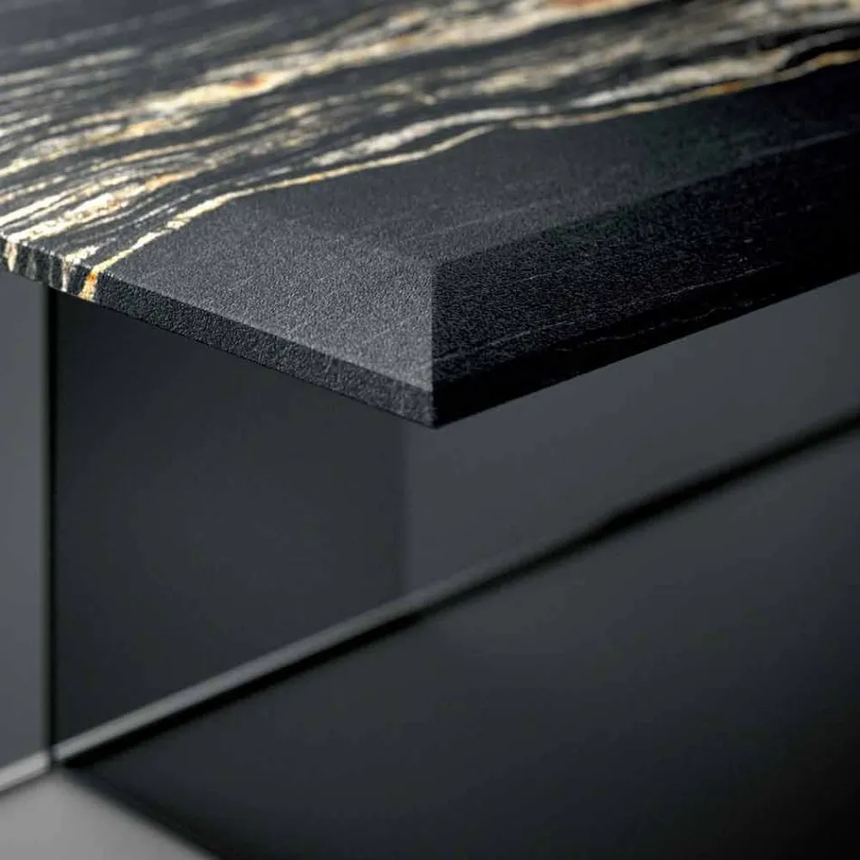 Dizajnoni tryezë kafeje në mermer me bazë qelqi prodhuar në Itali - Molino Viadurini