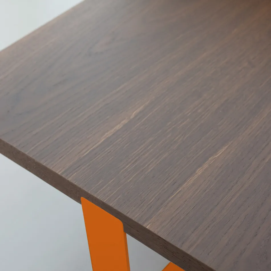 Tavolinë kafeje luksoze me ngjyrë metali dhe sipër druri - Anacleto Viadurini