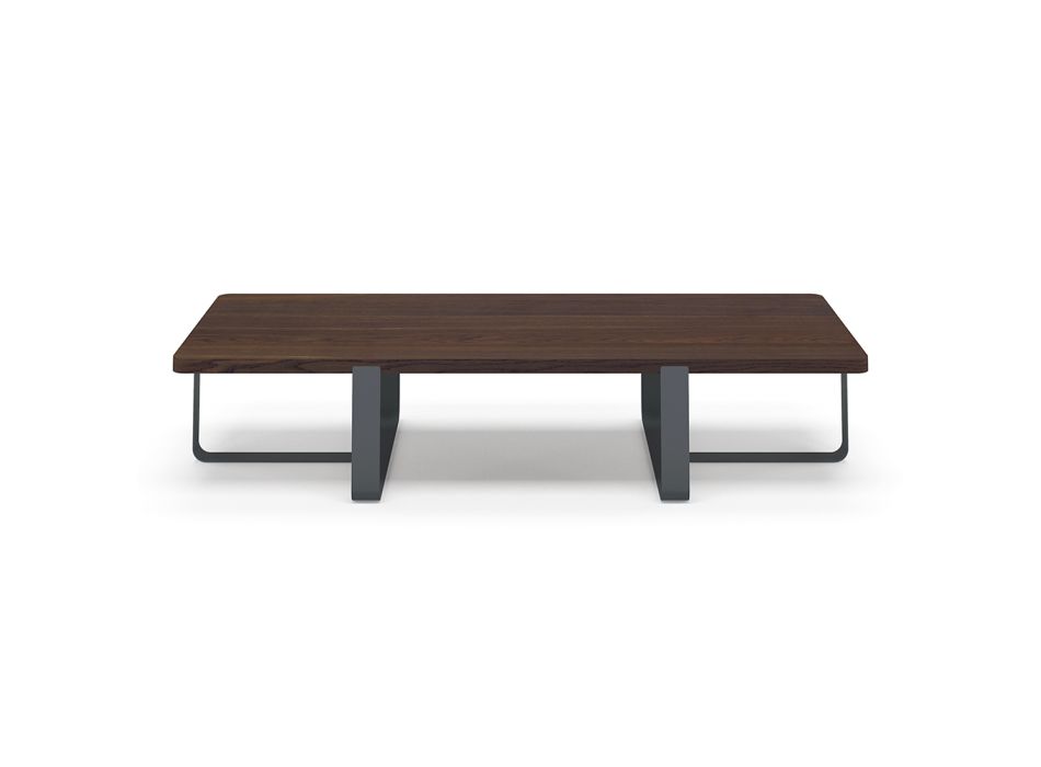 Tavolinë kafeje luksoze me ngjyrë metali dhe sipër druri - Anacleto Viadurini