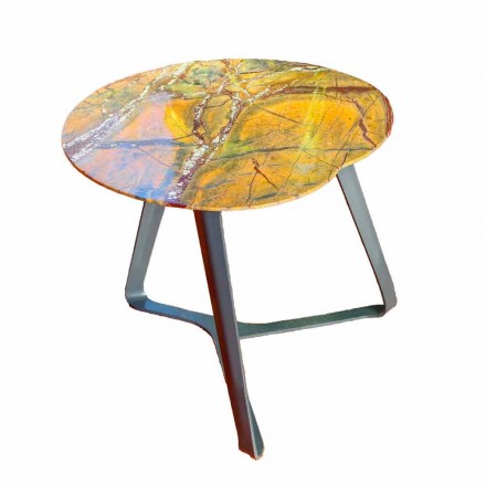 Tavolinë kafeje e punuar me dorë në mermer dhe çelik prodhuar në Itali - Prince Viadurini