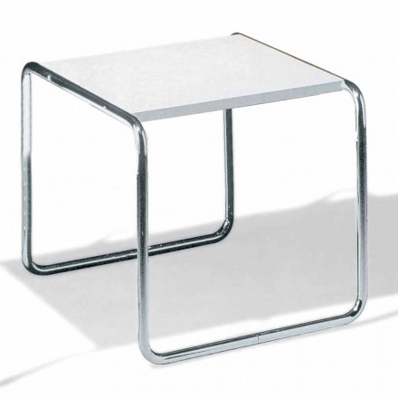 Tavolinë kafeje prej çeliku të kromuar me pjesën e sipërme të petëzuar të prodhuar në Itali - Ariete Viadurini