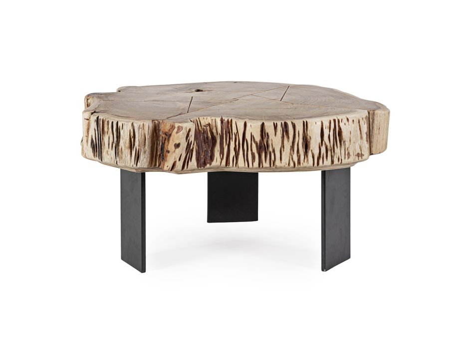 Tavolinë kafeje Homemotion Steel dhe Natyral Akacia Wood - Camala Viadurini