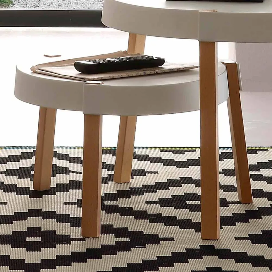 Tavolinë e vogël në dru ahu me majë të bardhë polipropileni Pineto Viadurini