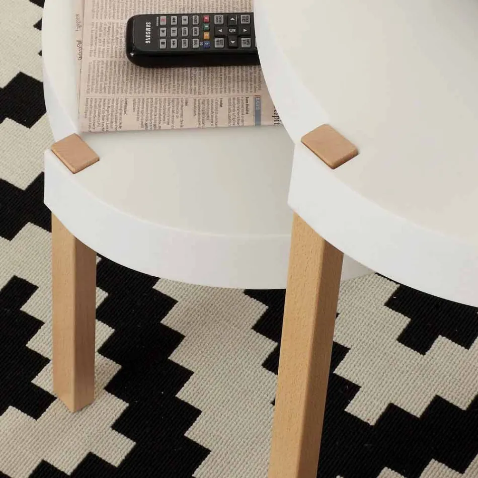 Tavolinë e vogël në dru ahu me majë të bardhë polipropileni Pineto Viadurini