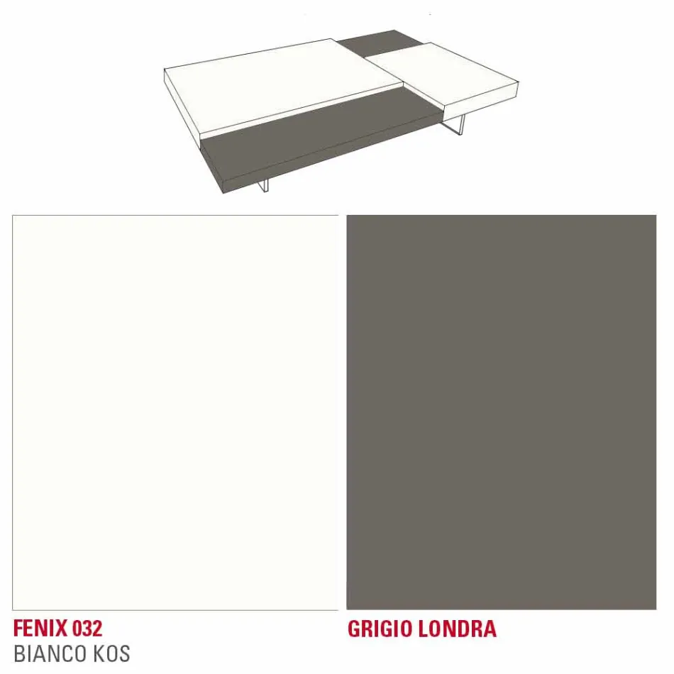 Tavolinë kafeje Fenix me këmbë transparente prodhuar në Itali - Justin Viadurini