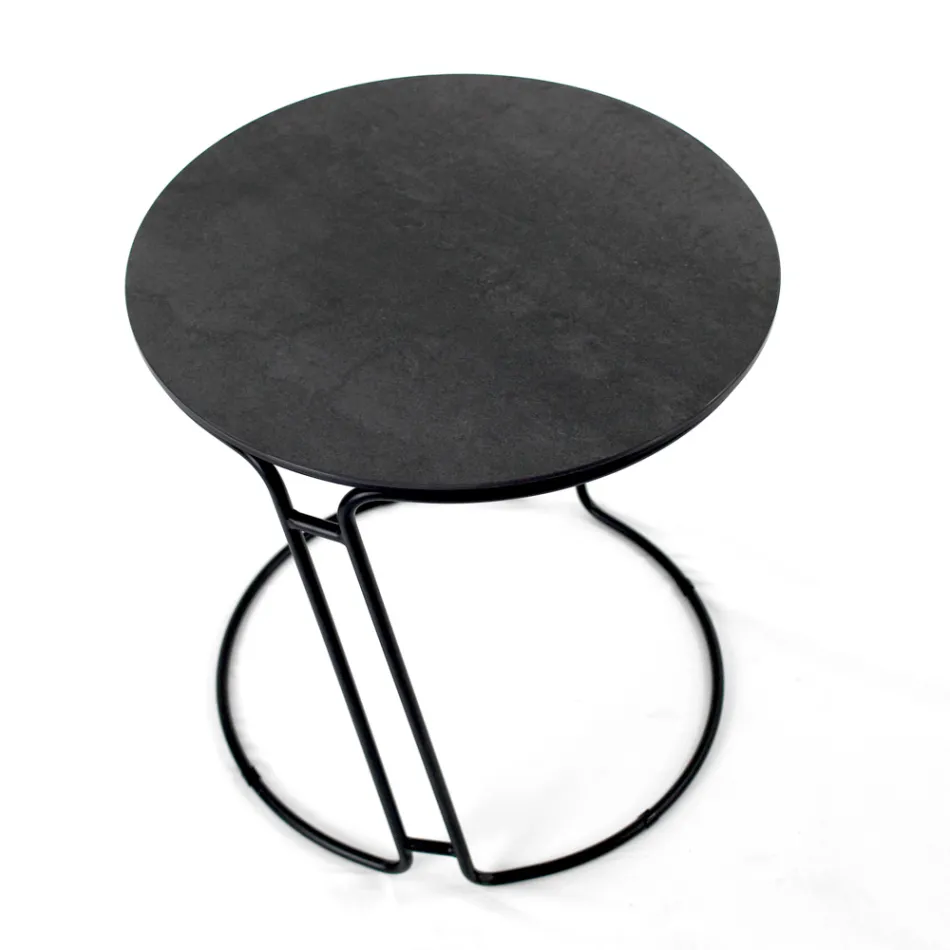 Tavolinë kafeje në Grès porcelani dhe bazë të rrumbullakët Prodhuar në Itali - Tullia Viadurini