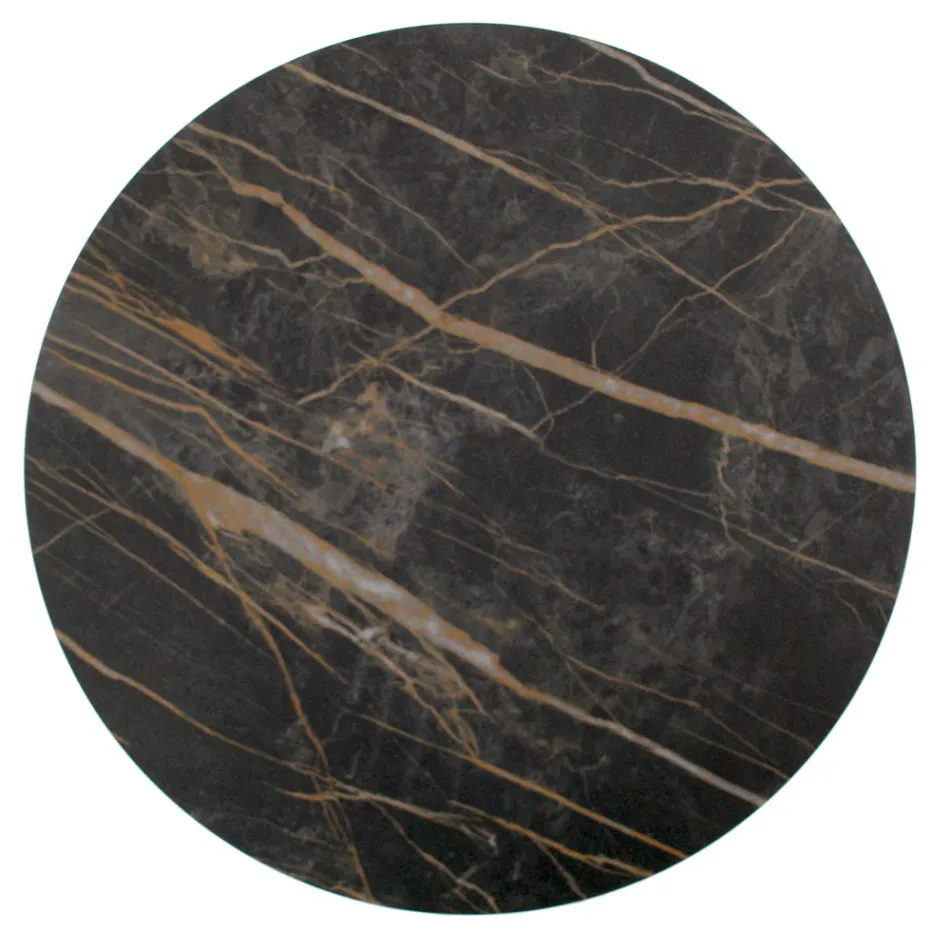 Tavolinë kafeje me enë guri të rrumbullakët dhe bazë me 3 gjysmëhënë të prodhuara në Itali - Arepa Viadurini