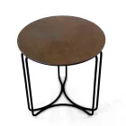 Tavolinë kafeje me enë guri të rrumbullakët dhe bazë me 3 gjysmëhëna të prodhuara në Itali - Arepa Viadurini