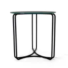 Tavolinë kafeje me enë guri të rrumbullakët dhe bazë me 3 gjysmëhëna të prodhuara në Itali - Arepa Viadurini