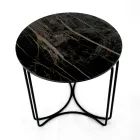 Tavolinë kafeje me enë guri të rrumbullakët dhe bazë me 3 gjysmëhënë të prodhuara në Itali - Arepa Viadurini