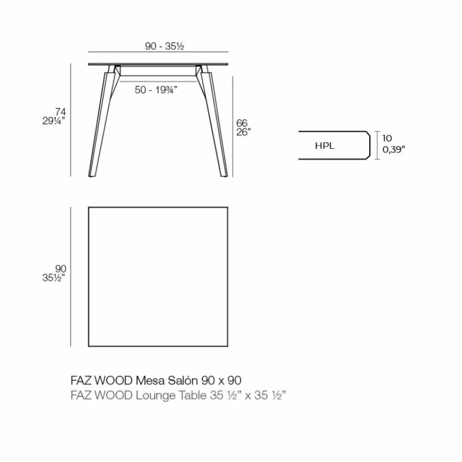 Tavolinë kafeje në dru dhe ngjyra të ndryshme Hpl 2 Madhësi - Faz Wood nga Vondom Viadurini