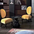 Tavolinë kafeje në dru të ngurtë dhe me diametër kristal 60 cm, Margo Viadurini