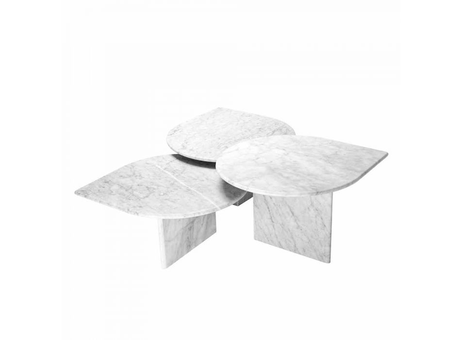 Tavolina e kafesë në formatin e Mermerit të Bardhë Carrara prej 3 Copash - Marsala Viadurini