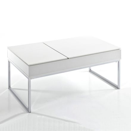 Tavolinë Kafe në Mdf të Bardhë dhe Metal me Enë - Garland Viadurini