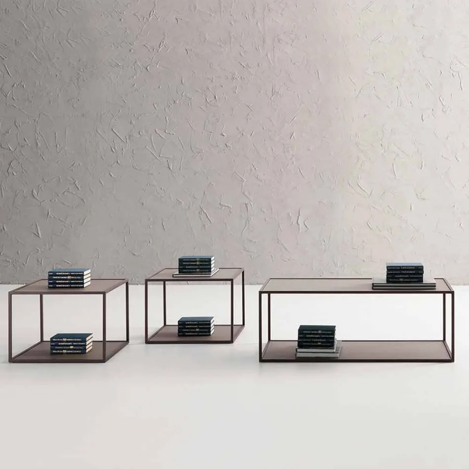 Tavolinë kafeje metalike me maja kristali të prodhuara në Itali - Fermio Viadurini