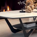 Tavolinë kafeje Metal Sipër qeramike me Magazinim - Emirate Viadurini