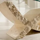 Tavolinë kafeje prej guri fosil me majë xhami transparente - Kansas Viadurini