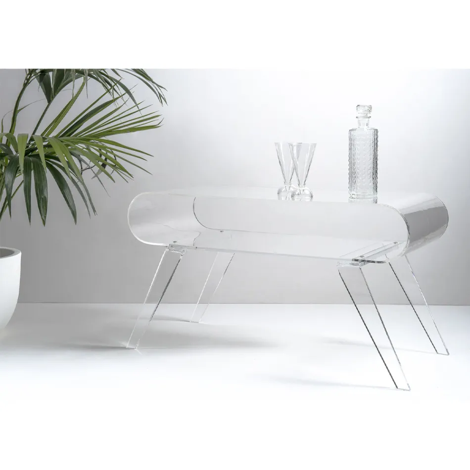 Tabela e kafesë në pleksiglas transparent ose me Dru të Dizajnit - Suva Viadurini