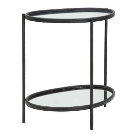 Tavolinë kafeje pasqyre me strukturë hekuri të zezë - Arkimed Viadurini