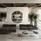 Tavolinë kafeje e qelqtë me 3 bluza me ngjyra - Dapy Viadurini