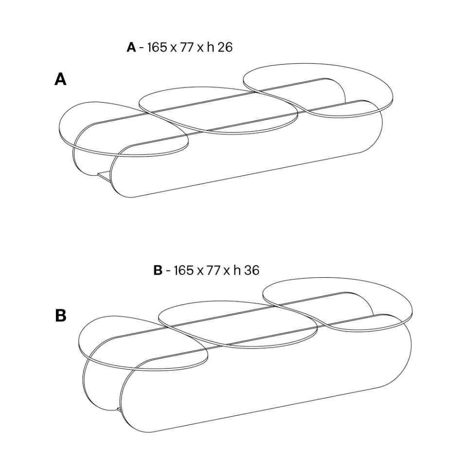 Tavolinë kafeje e qelqtë me 3 bluza me ngjyra - Dapy Viadurini